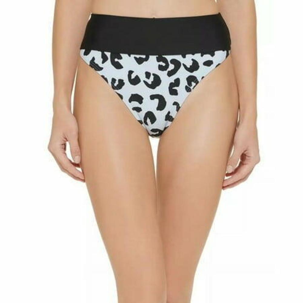 Dkny Women s Printed High Waist Bikini Bottom Swimsuit Blue Size Small